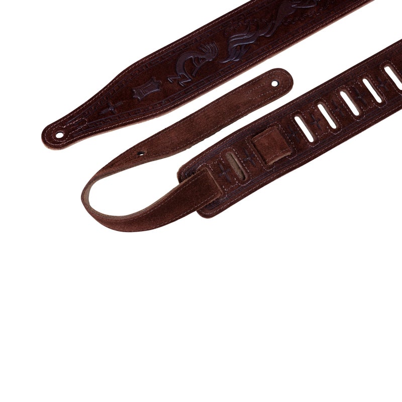 Levy's Levys Brown Suede 2.5" Guitar Strap (With Tooled Kokopelli Design) - Image 2